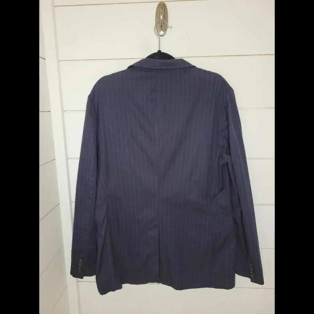 NWT J Crew 40R blue pinstripe cotton blazer. 3 button closure